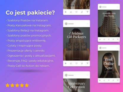 Szablony dla Salonu Fryzjerskiego do Canva (200 Post & Stories)