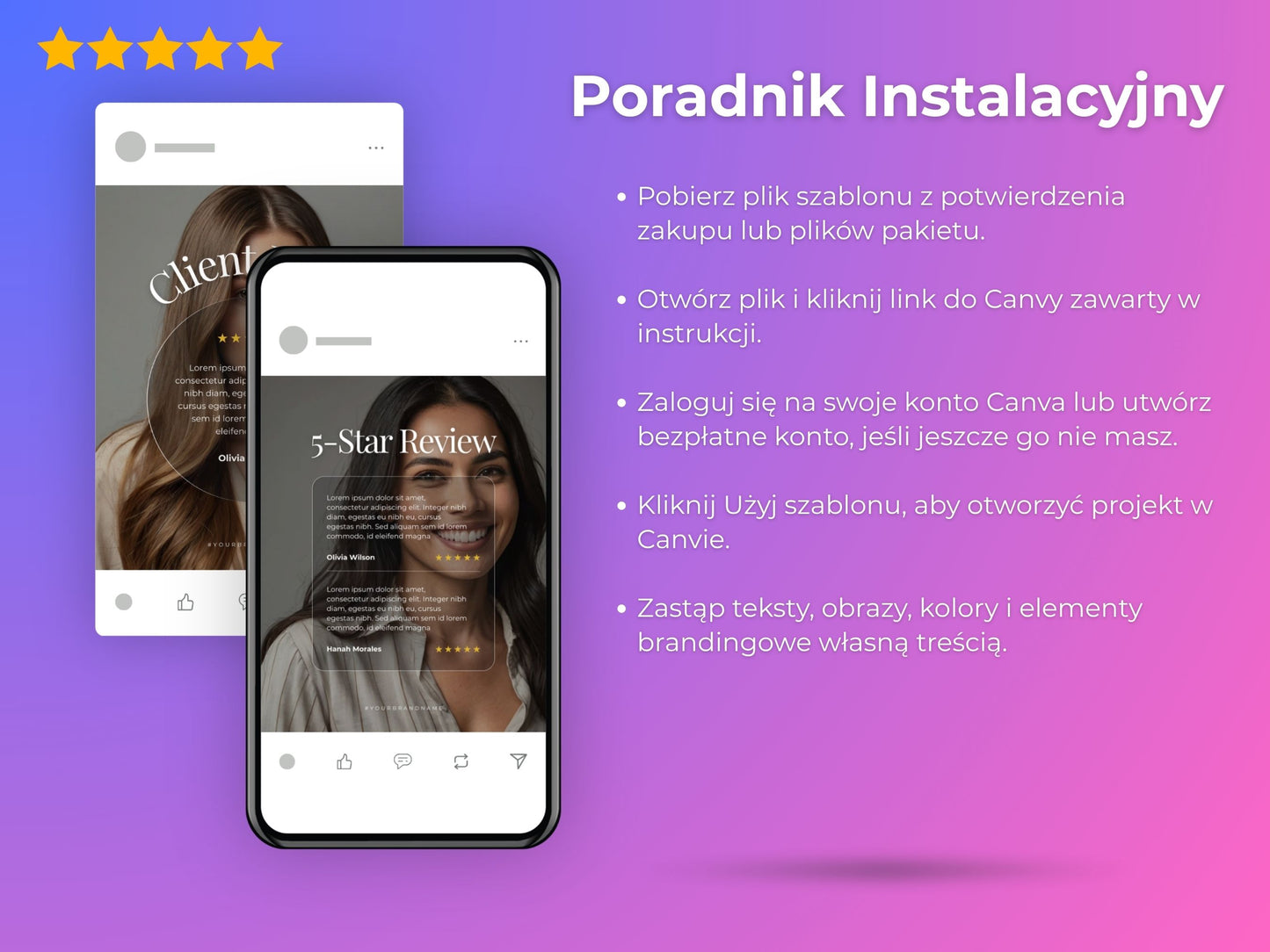 Szablony dla Salonu Fryzjerskiego do Canva (200 Post & Stories)