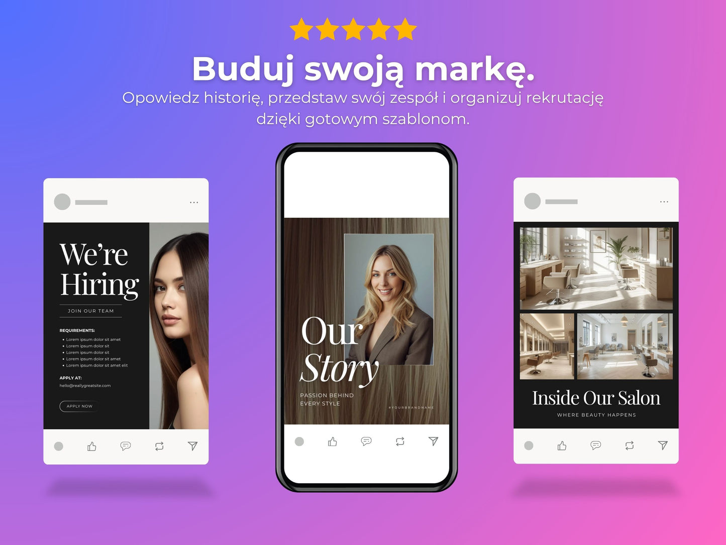 Szablony dla Salonu Fryzjerskiego do Canva (200 Post & Stories)